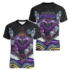 Melbourne Storm Women V-Neck T-Shirt The Scream of Lightning Eyes - Indigenous Dot Ripping Effect