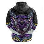 Melbourne Storm Zip Hoodie The Scream of Lightning Eyes - Indigenous Dot Ripping Effect