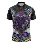 Melbourne Storm Zipper Polo Shirt The Scream of Lightning Eyes - Indigenous Dot Ripping Effect