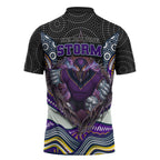 Melbourne Storm Zipper Polo Shirt The Scream of Lightning Eyes - Indigenous Dot Ripping Effect