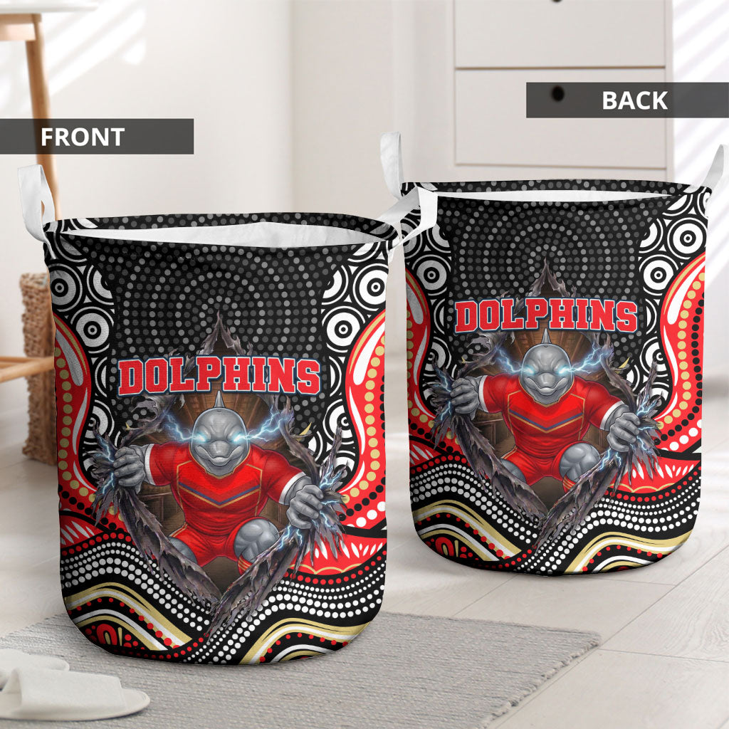 Dolphins Laundry Basket The Scream of Lightning Eyes - Indigenous Dot Ripping Effect