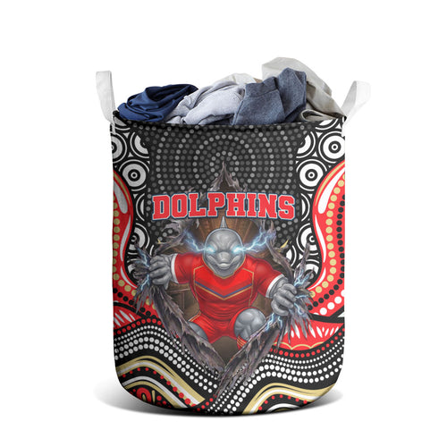Dolphins Laundry Basket The Scream of Lightning Eyes - Indigenous Dot Ripping Effect
