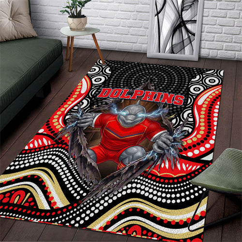 Dolphins Area Rug The Scream of Lightning Eyes - Indigenous Dot Ripping Effect