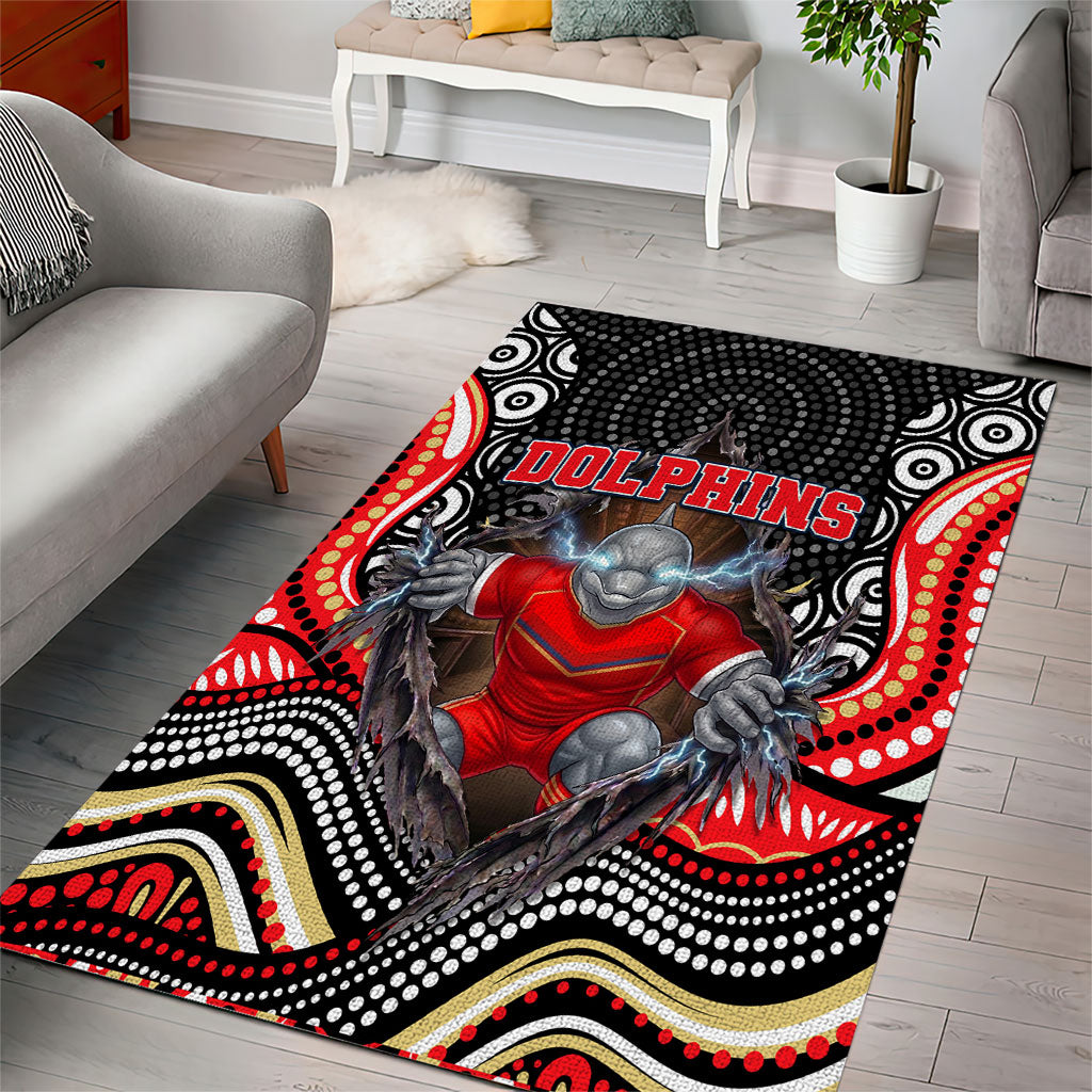 Dolphins Area Rug The Scream of Lightning Eyes - Indigenous Dot Ripping Effect
