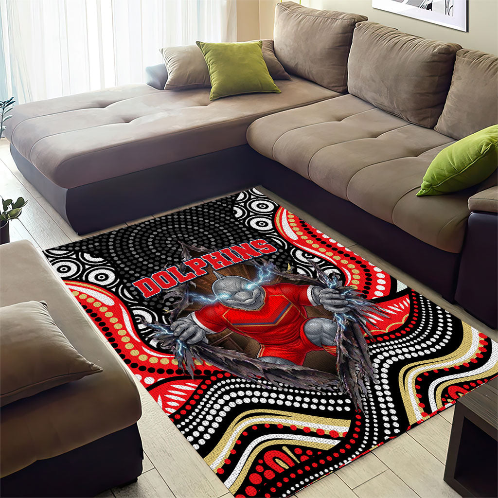 Dolphins Area Rug The Scream of Lightning Eyes - Indigenous Dot Ripping Effect