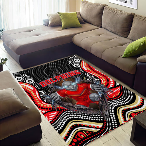 Dolphins Area Rug The Scream of Lightning Eyes - Indigenous Dot Ripping Effect