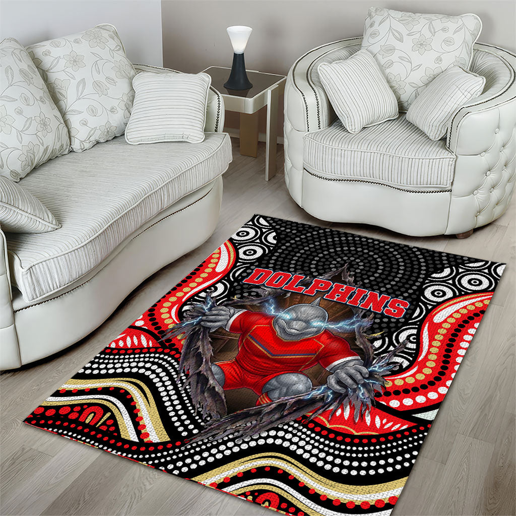 Dolphins Area Rug The Scream of Lightning Eyes - Indigenous Dot Ripping Effect