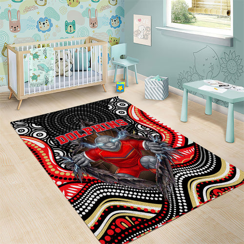 Dolphins Area Rug The Scream of Lightning Eyes - Indigenous Dot Ripping Effect
