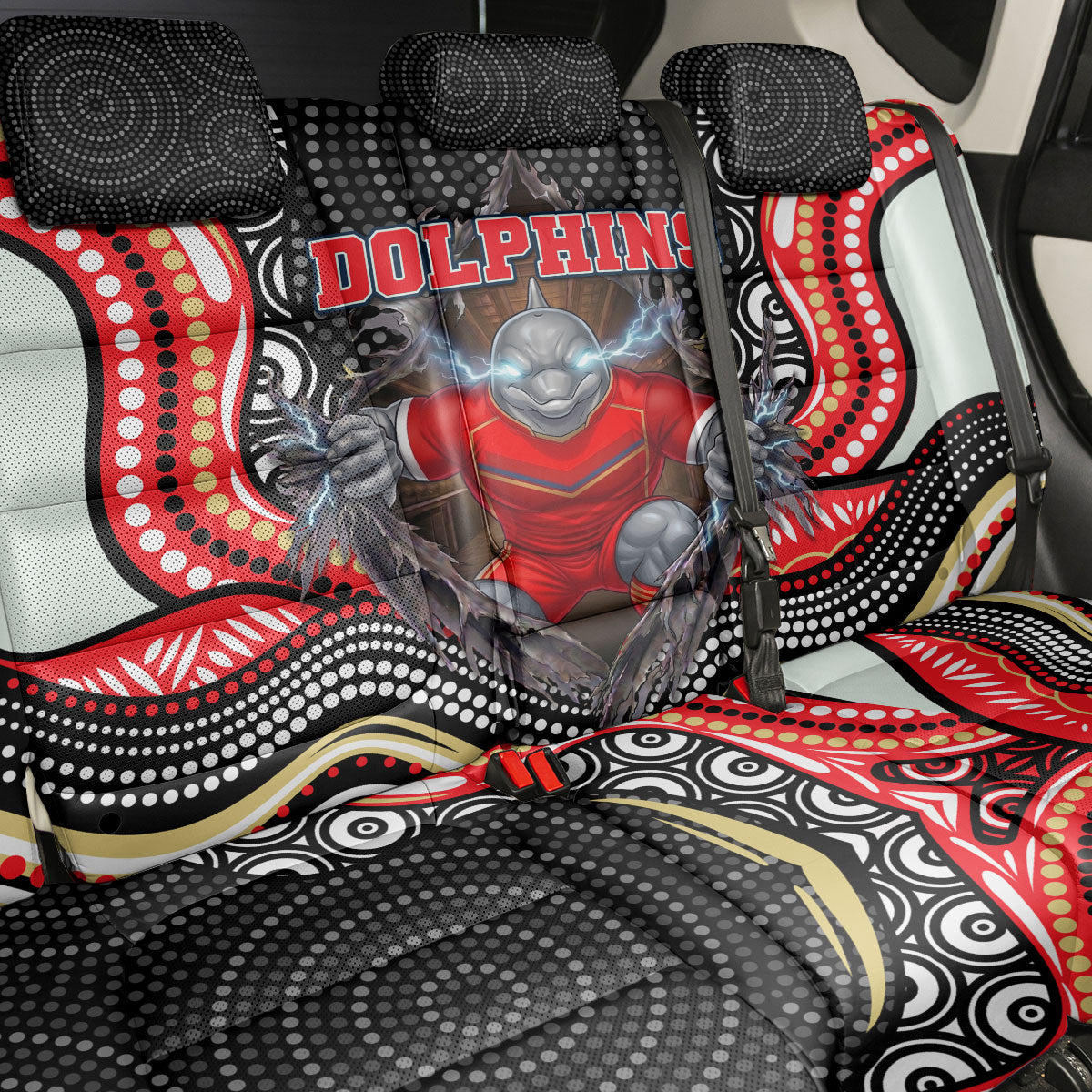 Dolphins Back Car Seat Cover The Scream of Lightning Eyes - Indigenous Dot Ripping Effect