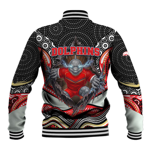 Dolphins Baseball Jacket The Scream of Lightning Eyes - Indigenous Dot Ripping Effect