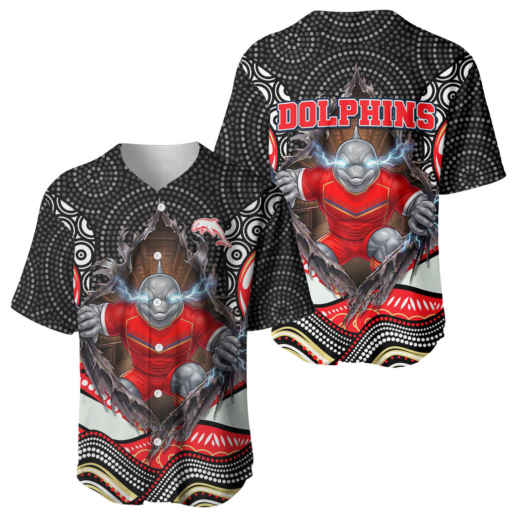 Dolphins Baseball Jersey The Scream of Lightning Eyes - Indigenous Dot Ripping Effect