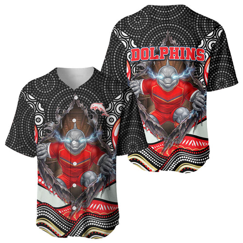 Dolphins Baseball Jersey The Scream of Lightning Eyes - Indigenous Dot Ripping Effect