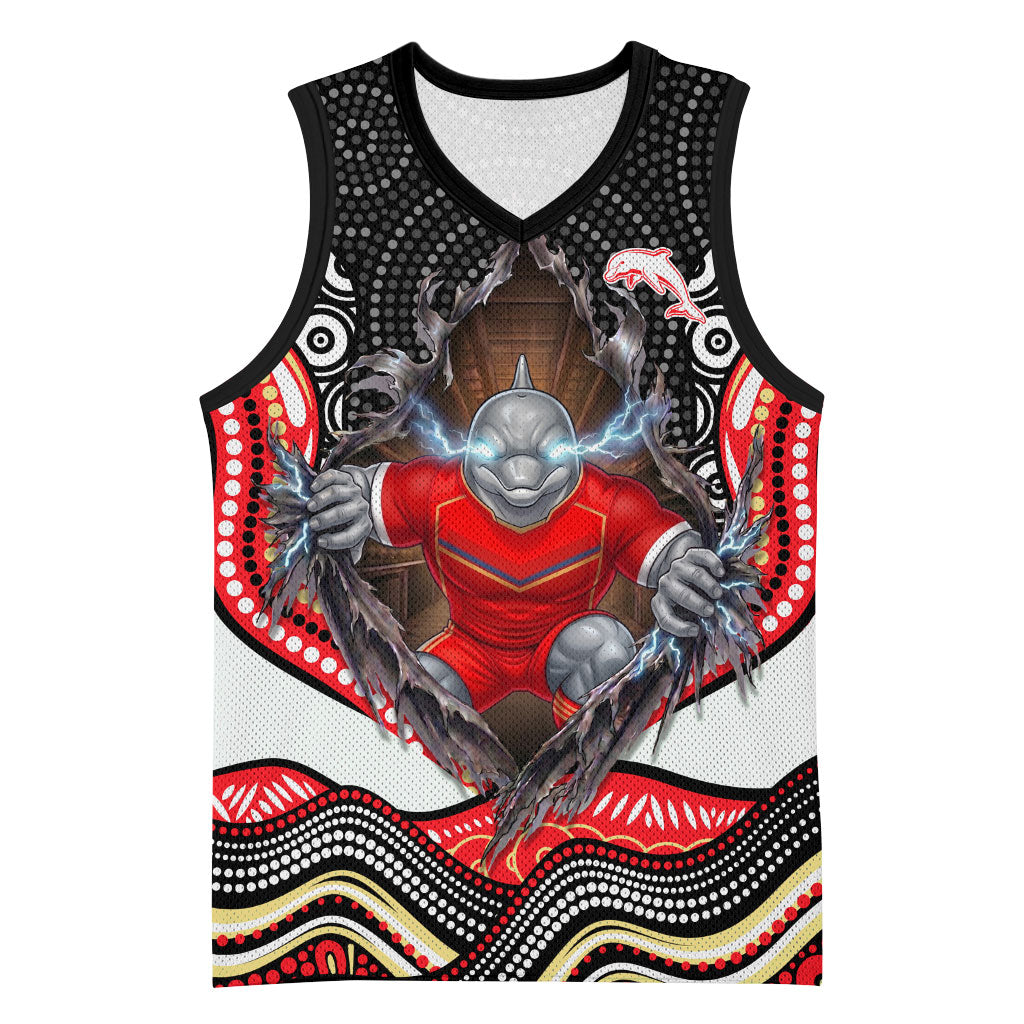 Dolphins Basketball Jersey The Scream of Lightning Eyes - Indigenous Dot Ripping Effect