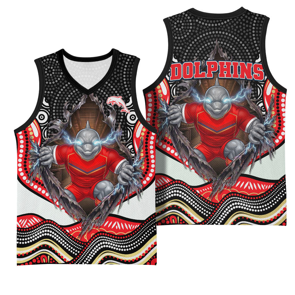 Dolphins Basketball Jersey The Scream of Lightning Eyes - Indigenous Dot Ripping Effect