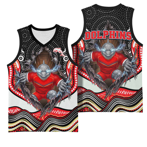 Dolphins Basketball Jersey The Scream of Lightning Eyes - Indigenous Dot Ripping Effect