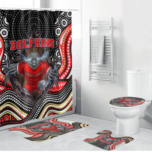 Dolphins Bathroom Set The Scream of Lightning Eyes - Indigenous Dot Ripping Effect