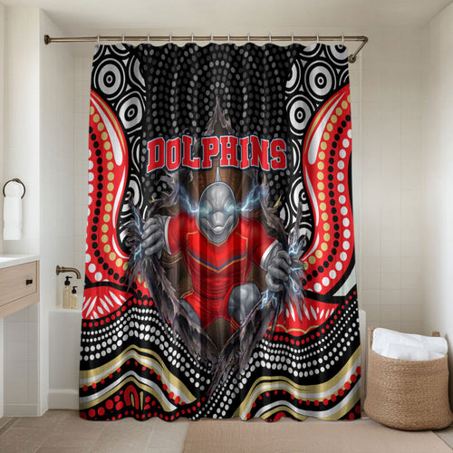 Dolphins Bathroom Set The Scream of Lightning Eyes - Indigenous Dot Ripping Effect