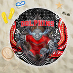 Dolphins Beach Blanket The Scream of Lightning Eyes - Indigenous Dot Ripping Effect