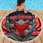 Dolphins Beach Blanket The Scream of Lightning Eyes - Indigenous Dot Ripping Effect