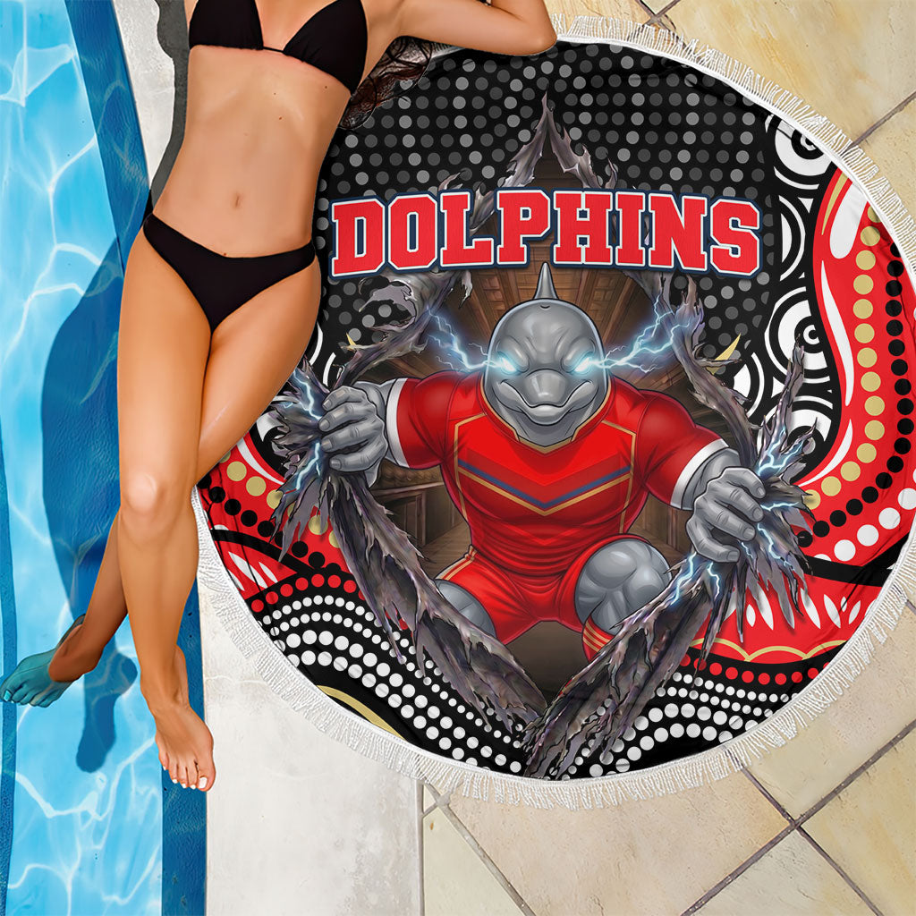 Dolphins Beach Blanket The Scream of Lightning Eyes - Indigenous Dot Ripping Effect
