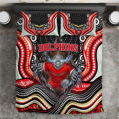 Dolphins Bedding Set The Scream of Lightning Eyes - Indigenous Dot Ripping Effect