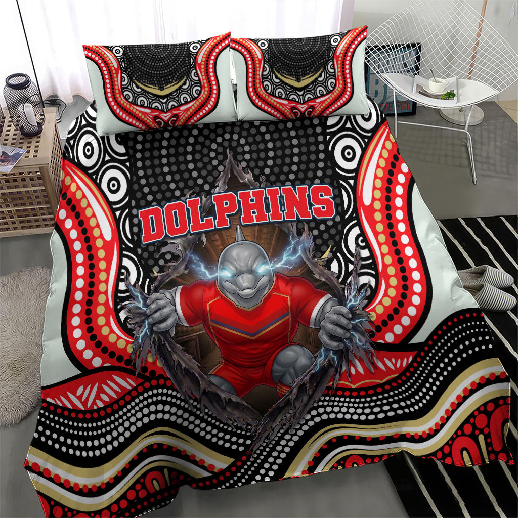 Dolphins Bedding Set The Scream of Lightning Eyes - Indigenous Dot Ripping Effect