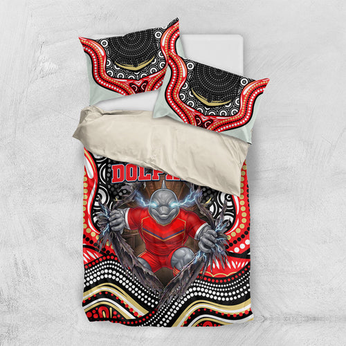 Dolphins Bedding Set The Scream of Lightning Eyes - Indigenous Dot Ripping Effect