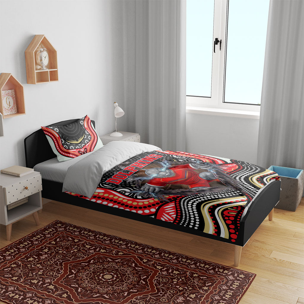 Dolphins Bedding Set The Scream of Lightning Eyes - Indigenous Dot Ripping Effect