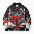 Dolphins Bomber Puffer Jacket The Scream of Lightning Eyes - Indigenous Dot Ripping Effect
