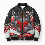 Dolphins Bomber Puffer Jacket The Scream of Lightning Eyes - Indigenous Dot Ripping Effect