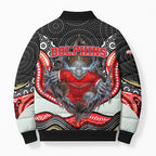 Dolphins Bomber Puffer Jacket The Scream of Lightning Eyes - Indigenous Dot Ripping Effect