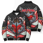 Dolphins Bomber Puffer Jacket The Scream of Lightning Eyes - Indigenous Dot Ripping Effect