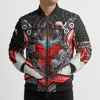 Dolphins Bomber Puffer Jacket The Scream of Lightning Eyes - Indigenous Dot Ripping Effect