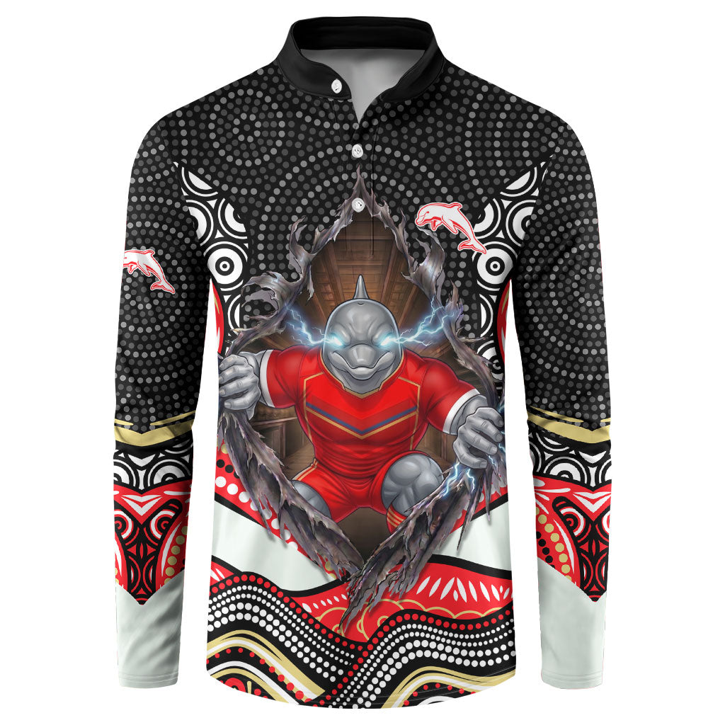 Dolphins Button Sweatshirt The Scream of Lightning Eyes - Indigenous Dot Ripping Effect