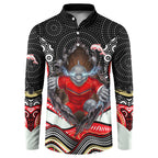 Dolphins Button Sweatshirt The Scream of Lightning Eyes - Indigenous Dot Ripping Effect