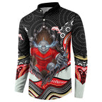 Dolphins Button Sweatshirt The Scream of Lightning Eyes - Indigenous Dot Ripping Effect