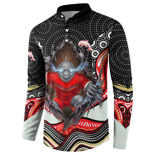Dolphins Button Sweatshirt The Scream of Lightning Eyes - Indigenous Dot Ripping Effect