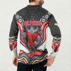 Dolphins Button Sweatshirt The Scream of Lightning Eyes - Indigenous Dot Ripping Effect