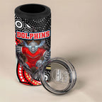 Dolphins 4 in 1 Can Cooler Tumbler The Scream of Lightning Eyes - Indigenous Dot Ripping Effect