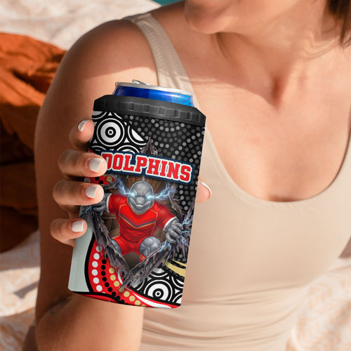 Dolphins 4 in 1 Can Cooler Tumbler The Scream of Lightning Eyes - Indigenous Dot Ripping Effect