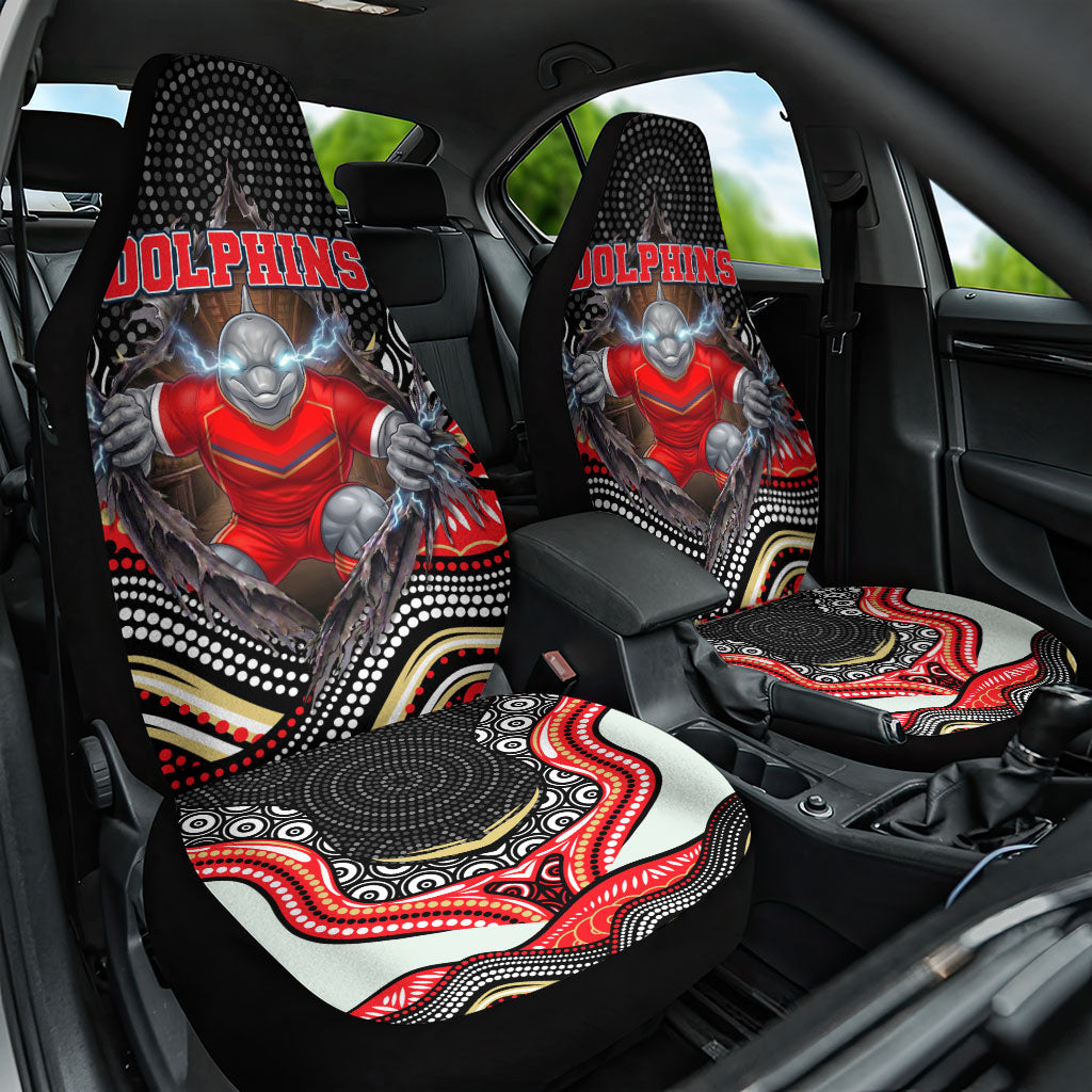 Dolphins Car Seat Cover The Scream of Lightning Eyes - Indigenous Dot Ripping Effect