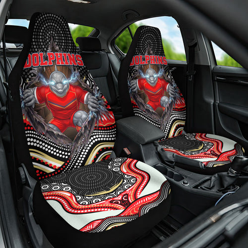 Dolphins Car Seat Cover The Scream of Lightning Eyes - Indigenous Dot Ripping Effect