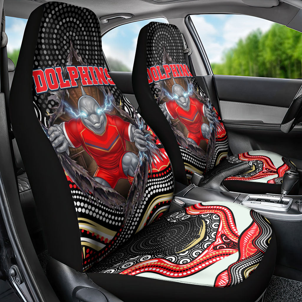 Dolphins Car Seat Cover The Scream of Lightning Eyes - Indigenous Dot Ripping Effect