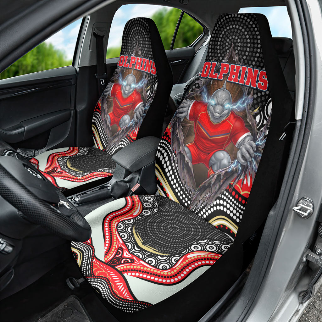 Dolphins Car Seat Cover The Scream of Lightning Eyes - Indigenous Dot Ripping Effect