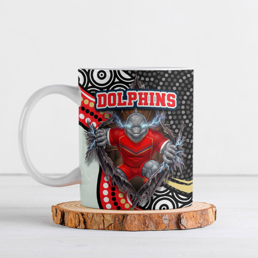 Dolphins Ceramic Mug The Scream of Lightning Eyes - Indigenous Dot Ripping Effect