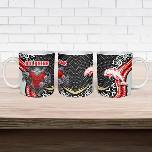 Dolphins Ceramic Mug The Scream of Lightning Eyes - Indigenous Dot Ripping Effect