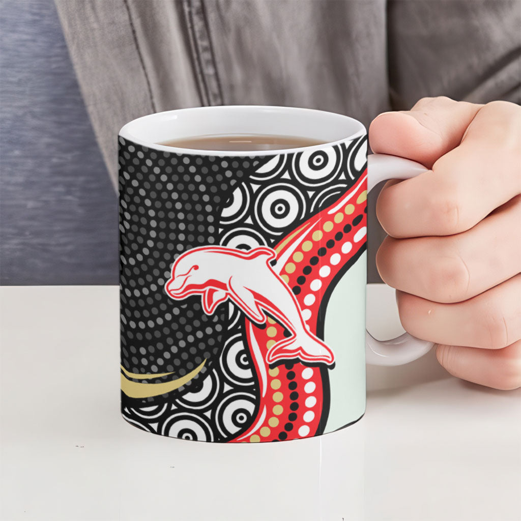 Dolphins Ceramic Mug The Scream of Lightning Eyes - Indigenous Dot Ripping Effect