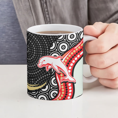 Dolphins Ceramic Mug The Scream of Lightning Eyes - Indigenous Dot Ripping Effect