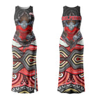 Dolphins Couples Matching Tank Maxi Dress and Long Sleeve Button Shirt The Scream of Lightning Eyes - Indigenous Dot Ripping Effect