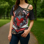 Dolphins Cross Shoulder Shirt The Scream of Lightning Eyes - Indigenous Dot Ripping Effect